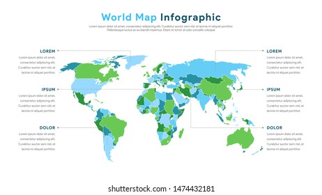 World Map Infographics Vector for Presentation and Slide Show. WIth Simple and Modern Style. Vector EPS 10
