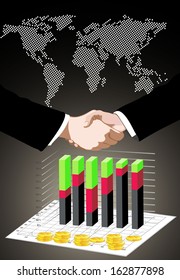 World Map and Information Graphics, handshake