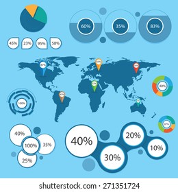 World Map and Information Graphics. Percentage