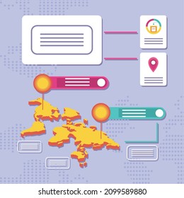 world map and information infographic design