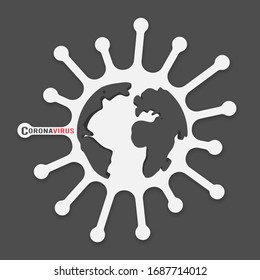 World map inside Coronavirus, 2019-nCoV, covid-19. World pandemia. Vector illustration