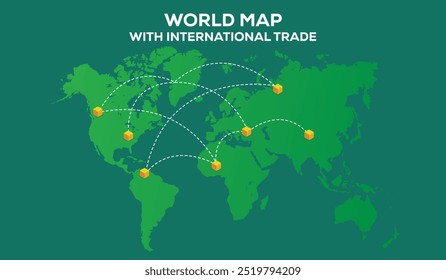 World Map With International Trade, Very high resolution world map, isolated on white background. Infographic, Flat Earth, Globe similar icon. annual report, Travel worldwide, map silhouette backdrop.