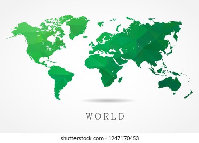 World Map International vector template with polygon green color gradient isolated on white background - Vector illustration eps 10