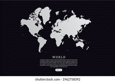 World Map - World Map International vector template with White Color isolated on hexagon background - Vector illustration eps 10