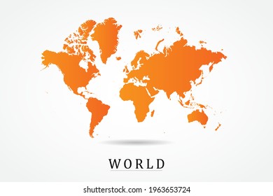 Mapa Mundial - Mapa Mundial Plantilla vectorial internacional con color degradado naranja aislado en fondo blanco - Ilustración vectorial eps 10