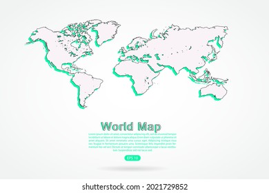 Mapa Mundial - Mapa Mundial Plantilla vectorial internacional con estilo de esbozo gráfico verde y contorno aislado en fondo blanco - Ilustraciones vectoriales 10