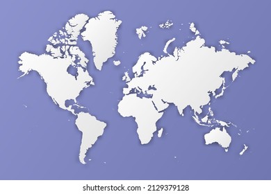 World Map - World map International vector template with paper style including shadow and white color on purple background for design, infographic, banner - Vector illustration eps 10