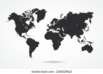 Weltkarte Internationale Vektorvorlage mit schwarzem Farbverlauf einzeln auf weißem Hintergrund für Bildung, Infografik, Design, Website, Banner - Vektorgrafik eps10