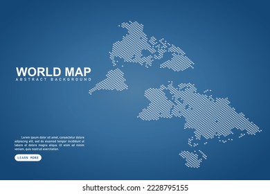 World map International vector template with isometric top and white pixel, grid, grunge, halftone style isolated on blue background for design, web, infographic - Vector illustration eps 10