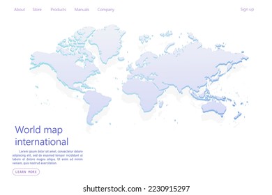 World Map - World map International vector template with isometric style including shadow, purple and blue color isolated on white background for design, website - Vector illustration eps 10