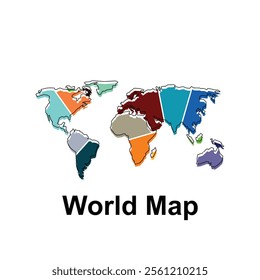 World Map International vector template with outline, map colorful design