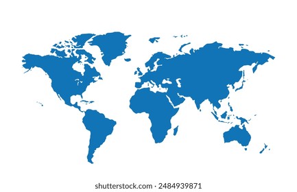 World map isolated. blue color style. for website layouts, background, education, precise, customizable, Travel worldwide, map silhouette backdrop, earth geography, political, reports. 