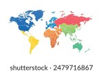World map isolated modern colorful style. for website layouts, background, education, precise, customizable, Travel worldwide, map silhouette backdrop, earth geography, political, reports.