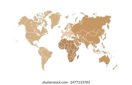 World map isolated modern colorful style. for website layouts, background, education, precise, customizable, Travel worldwide, map silhouette backdrop, earth geography, political, reports.
