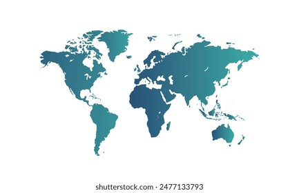 World map isolated modern colorful style. for website layouts, background, education, precise, customizable, Travel worldwide, map silhouette backdrop, earth geography, political, reports.