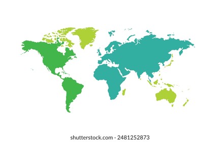 Mapa del mundo aislado estilo colorido moderno. para diseños de Sitio web, fondo, educación, preciso, personalizable, Viajes por todo el mundo, mapa silueta de fondo, geografía de la tierra, política, informes. 