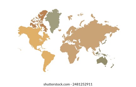 World map isolated modern colorful style. for website layouts, background, education, precise, customizable, Travel worldwide, map silhouette backdrop, earth geography, political, reports. 