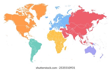 Mapa do mundo isolado estilo colorido moderno. Precisos e personalizáveis, ótimos para planos de fundo e modelos de sites. Plano de fundo silhueta mapa para viagens, geografia da Terra, Política e Relatórios projetos