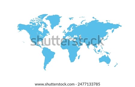 World map isolated modern colorful style. for website layouts, background, education, precise, customizable, Travel worldwide, map silhouette backdrop, earth geography, political, reports.
