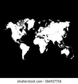  World map isolated on  background. Monochrome Worldmap Vector template for website, design. Flat Earth Graph World map illustration.