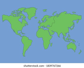 mapa mundial aislado en fondo azul