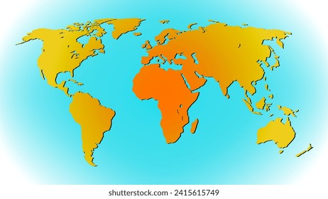 world map isolated on blue color for background festival anniversary cartoon icon banner presentation. vector illustration.