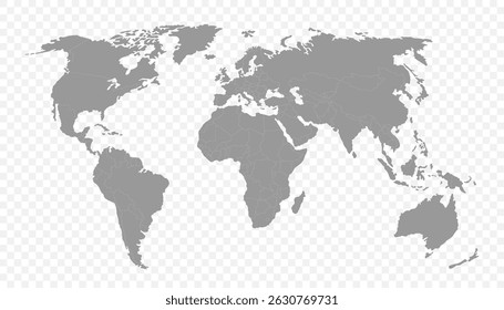 World map isolated on transparent background