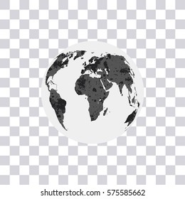 World map isolated on transparent background. Earth. Globe. Modern Monochrome World map Vector Illustration.