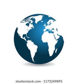 World map isolated on white background. Earth, globe icon. Vector