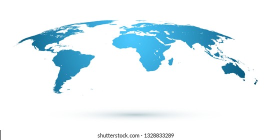 World Map Isolated on White Background in Blue Color. Vector Illustration.