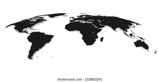 World Map Isolated on White Background in Gray Color. Vector Illustration.