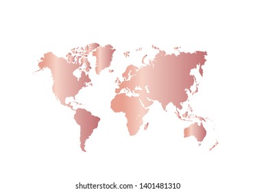 World map isolated on white with rose foil background, Earth Map vector illustration