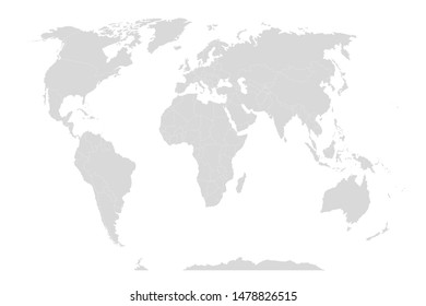 World map isolated on white background. Grey political world map, ravel worldwide