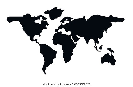 Mapa del mundo aislado en el fondo blanco. Mapa mundial con continentes, América del Norte y del Sur, Europa y Asia, África y Australia