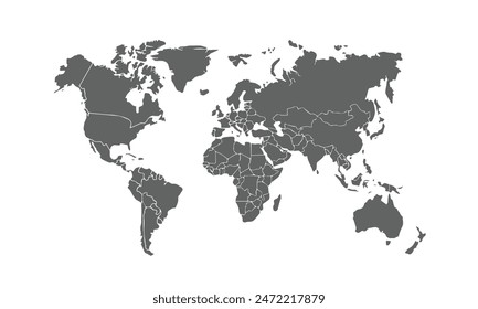 world map isolated on white background. for website layouts, reports, annual infographics, world,travel around the world, map silhouette backdrop.