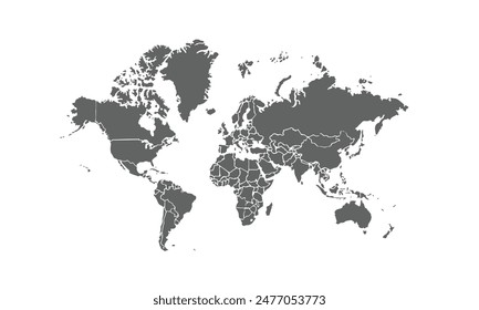 world map isolated on white background. for website layouts, background, education, precise, customizable, Travel worldwide, map silhouette backdrop, earth geography, political, reports.