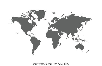 World map isolated on white background. for website layouts, background, education, precise, customizable, Travel worldwide, map silhouette backdrop, earth geography, political, reports.