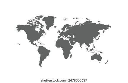 World map isolated on white background. for website layouts, background, education, precise, customizable, Travel worldwide, map silhouette backdrop, earth geography, political, reports.