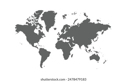 World map isolated on white background. for website layouts, background, education, precise, customizable, Travel worldwide, map silhouette backdrop, earth geography, political, reports.