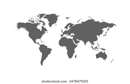 World map isolated on white background. for website layouts, background, education, precise, customizable, Travel worldwide, map silhouette backdrop, earth geography, political, reports.