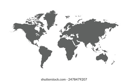 World map isolated on white background. for website layouts, background, education, precise, customizable, Travel worldwide, map silhouette backdrop, earth geography, political, reports.