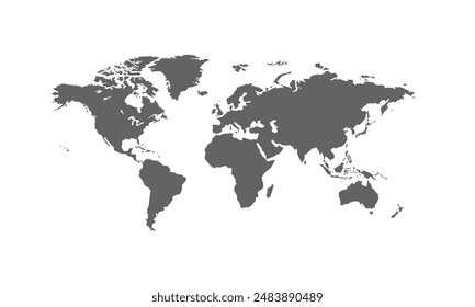 World map isolated on white background. for website layouts, background, education, precise, customizable, Travel worldwide, map silhouette backdrop, earth geography, political, reports.