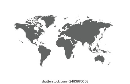 World map isolated on white background. for website layouts, background, education, precise, customizable, Travel worldwide, map silhouette backdrop, earth geography, political, reports.