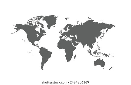 World map isolated on white background. for website layouts, background, education, precise, customizable, Travel worldwide, map silhouette backdrop, earth geography, political, reports.