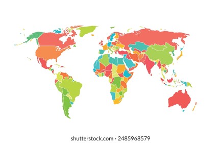 World map isolated on white background.modern colorful style. for website layouts, background, education, precise, customizable, Travel worldwide, map silhouette backdrop, earth geography, political.