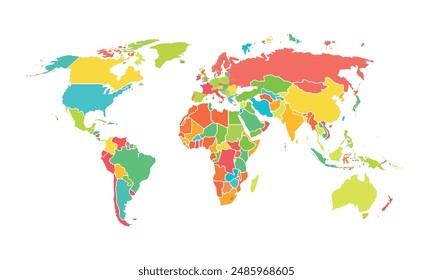 World map isolated on white background.modern colorful style. for website layouts, background, education, precise, customizable, Travel worldwide, map silhouette backdrop, earth geography, political.