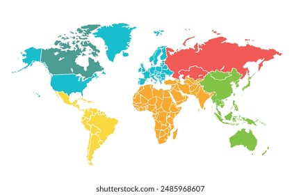 World map isolated on white background.modern colorful style. for website layouts, background, education, precise, customizable, Travel worldwide, map silhouette backdrop, earth geography, political.