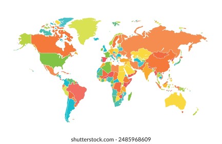 World map isolated on white background.modern colorful style. for website layouts, background, education, precise, customizable, Travel worldwide, map silhouette backdrop, earth geography, political.