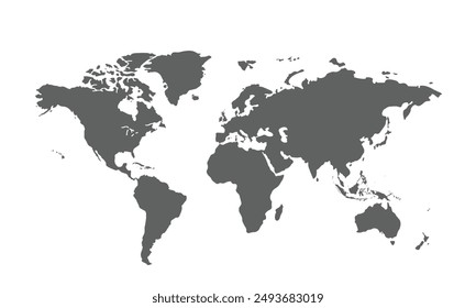 World map isolated on white background. for website layouts, background, education, precise, customizable, Travel worldwide, map silhouette backdrop, earth geography, political, reports.