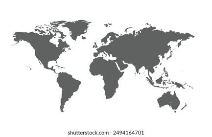 World map isolated on white background.for website layouts, background,education,precise, customizable,Travel worldwide, map silhouette backdrop,earth geography, political,reports.